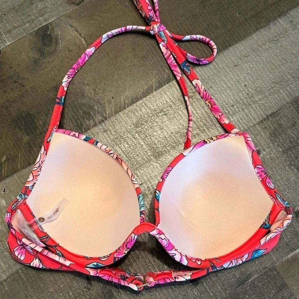 NWOT Shade & Shore Floral Push Up Bikini Top 34B